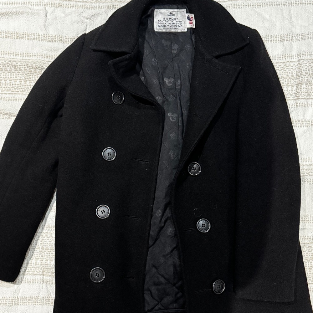 Vintage Mickey Mouse Peacoat - Double-Breasted Wool Jacket